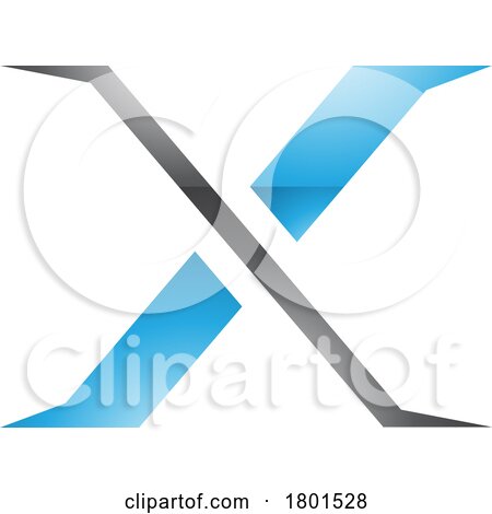 Blue and Black Glossy Pointy Tipped Letter X Icon by cidepix