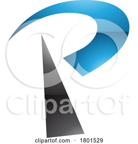 Blue and Black Glossy Radio Tower Shaped Letter P Icon by cidepix