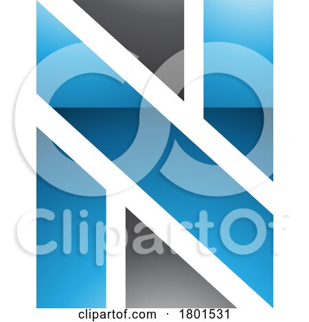 Blue and Black Glossy Rectangle Shaped Letter N Icon by cidepix