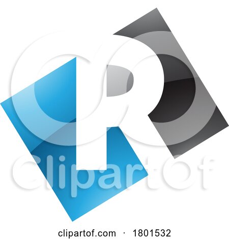 Blue and Black Glossy Rectangle Shaped Letter R Icon by cidepix