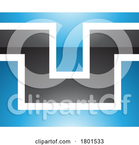 Blue and Black Glossy Rectangle Shaped Letter U Icon by cidepix