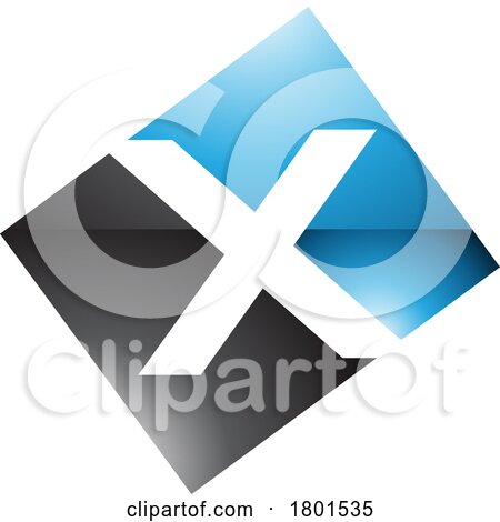 Blue and Black Glossy Rectangle Shaped Letter X Icon by cidepix