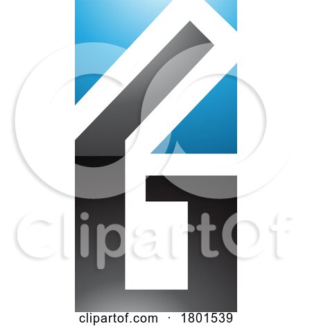 Blue and Black Glossy Rectangular Letter G or Number 6 Icon by cidepix