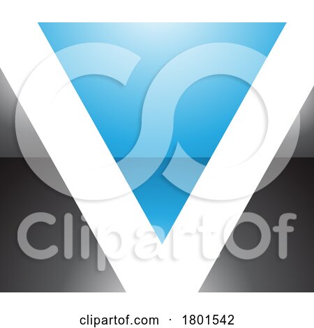 Blue and Black Glossy Rectangular Shaped Letter V Icon by cidepix