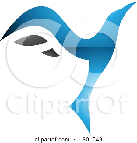 Blue and Black Glossy Rising Bird Shaped Letter Y Icon by cidepix