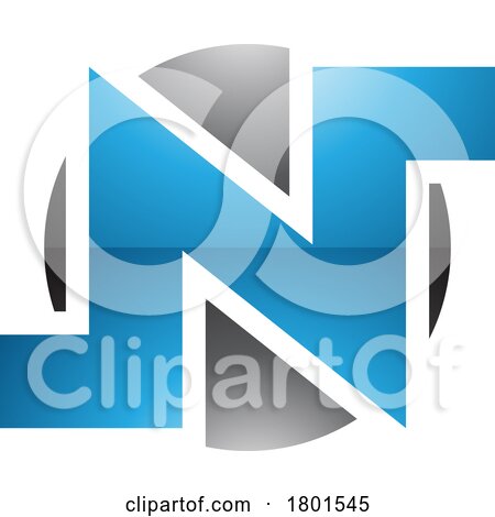 Blue and Black Glossy Round Bold Letter N Icon by cidepix
