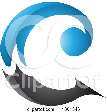 Blue and Black Glossy Round Curly Letter C Icon by cidepix