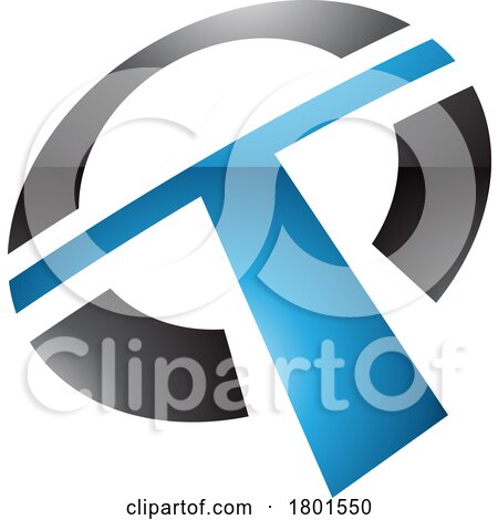 Blue and Black Glossy Round Shaped Letter T Icon by cidepix