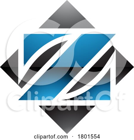 Blue and Black Glossy Square Diamond Shaped Letter Z Icon by cidepix