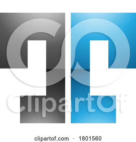 Blue and Black Glossy Bold Split Shaped Letter T Icon by cidepix