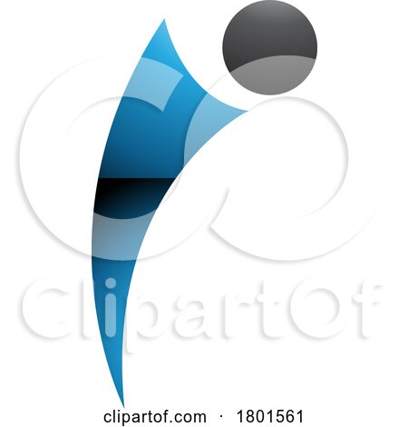 Blue and Black Glossy Bowing Person Shaped Letter I Icon by cidepix