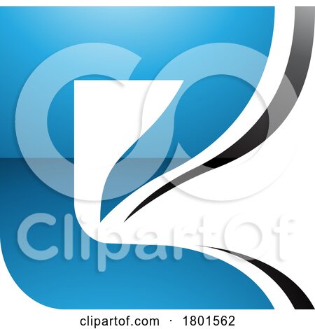 Blue and Black Wavy Layered Glossy Letter E Icon by cidepix