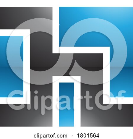 Blue and Black Square Shaped Glossy Letter H Icon by cidepix