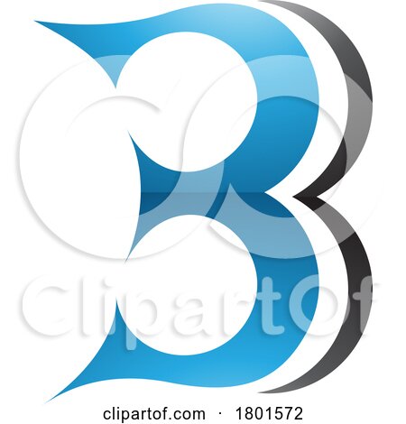 Blue and Black Curvy Glossy Letter B Icon Resembling Number 3 by cidepix