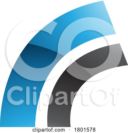 Blue and Black Glossy Arc Shaped Letter R Icon by cidepix
