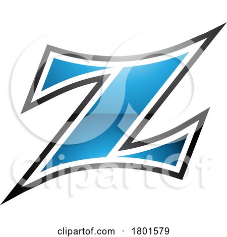 Blue and Black Glossy Arc Shaped Letter Z Icon by cidepix