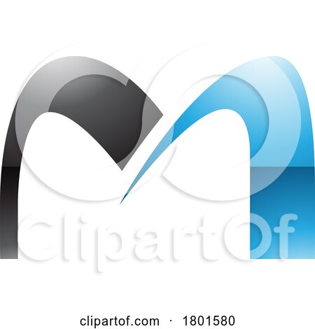 Blue and Black Glossy Arch Shaped Letter M Icon by cidepix