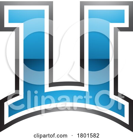 Blue and Black Glossy Arch Shaped Letter U Icon by cidepix