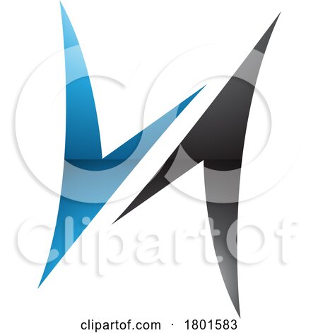 Blue and Black Glossy Arrow Shaped Letter H Icon by cidepix