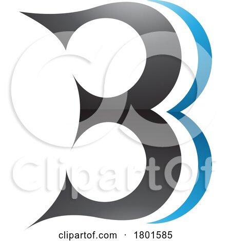 Black and Blue Curvy Glossy Letter B Icon Resembling Number 3 by cidepix