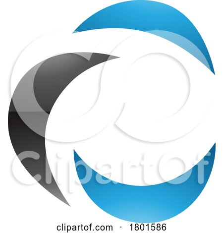 Black and Blue Glossy Crescent Shaped Letter C Icon by cidepix