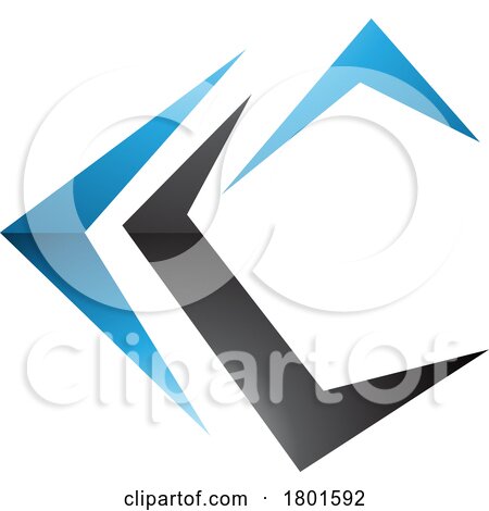 Black and Blue Glossy Letter C Icon with Pointy Tips by cidepix