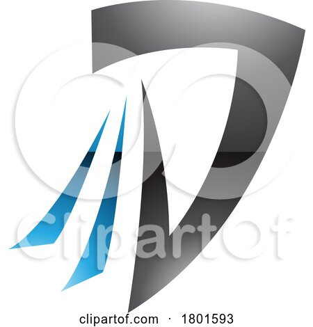 Black and Blue Glossy Letter D Icon with Tails by cidepix