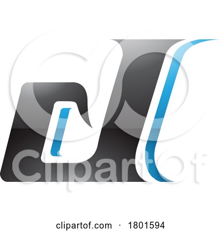 Black and Blue Glossy Lowercase Italic Letter D Icon by cidepix