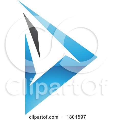 Black and Blue Glossy Spiky Triangular Letter D Icon by cidepix