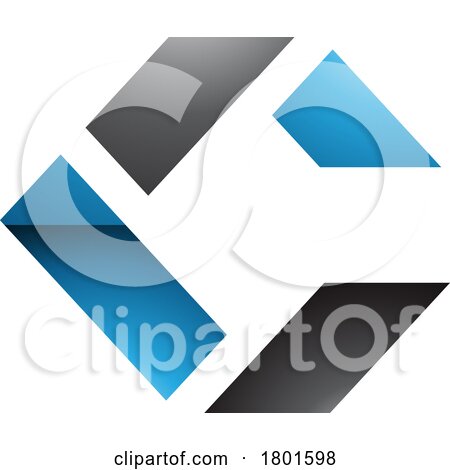 Black and Blue Glossy Square Letter C Icon Made of Rectangles by cidepix