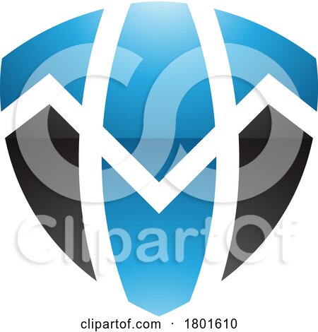 Blue and Black Glossy Shield Shaped Letter T Icon by cidepix