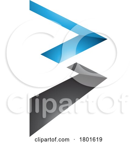 Blue and Black Glossy Zigzag Shaped Letter B Icon by cidepix