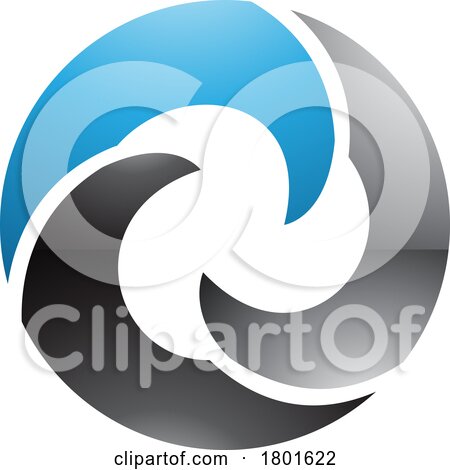 Blue and Black Glossy Wave Shaped Letter O Icon by cidepix