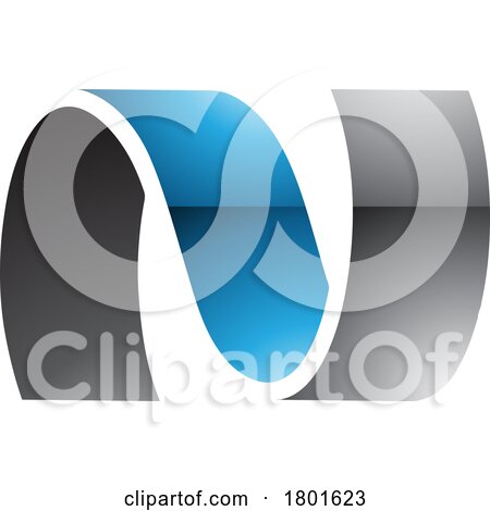 Blue and Black Glossy Wavy Shaped Letter N Icon by cidepix