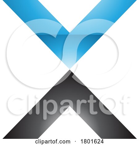 Blue and Black Glossy V Shaped Letter X Icon by cidepix