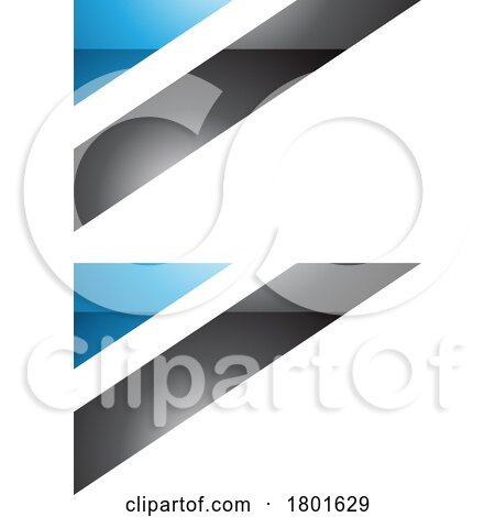 Blue and Black Glossy Triangular Flag Shaped Letter B Icon by cidepix