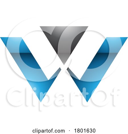 Blue and Black Glossy Triangle Shaped Letter W Icon by cidepix