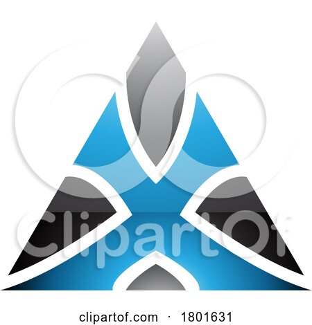 Blue and Black Glossy Triangle Shaped Letter X Icon by cidepix