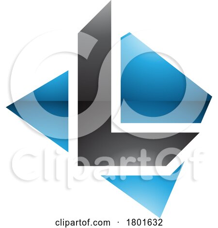 Blue and Black Glossy Trapezium Shaped Letter L Icon by cidepix