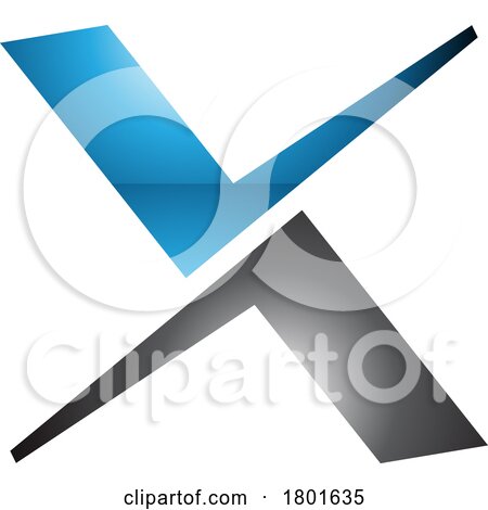 Blue and Black Glossy Tick Shaped Letter X Icon by cidepix