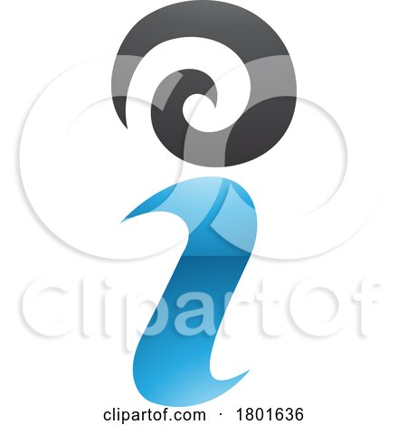 Blue and Black Glossy Swirly Letter I Icon by cidepix