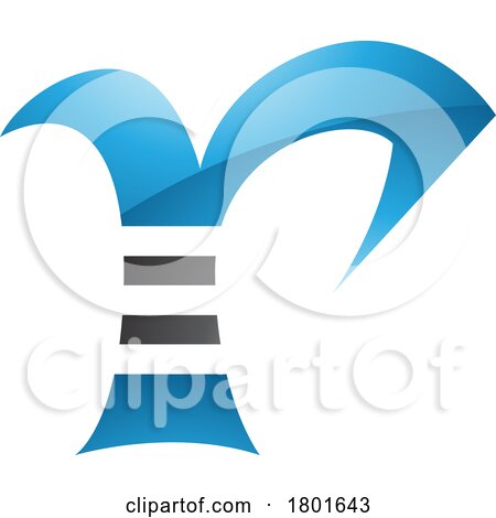 Blue and Black Glossy Striped Letter R Icon by cidepix