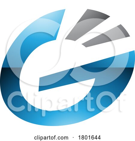 Blue and Black Glossy Striped Oval Letter G Icon by cidepix