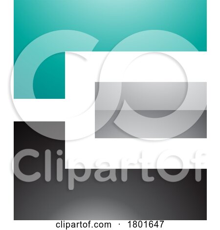 Black Green and Grey Glossy Rectangular Letter E Icon by cidepix