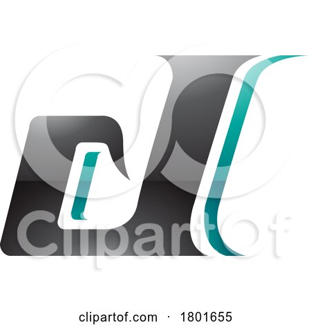 Black and Persian Green Glossy Lowercase Italic Letter D Icon by cidepix