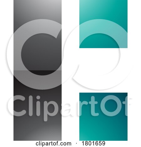 Black and Persian Green Rectangular Glossy Letter C Icon by cidepix