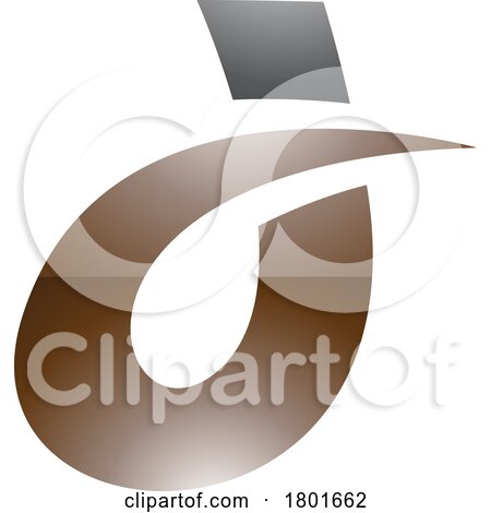 Black and Brown Curved Glossy Spiky Letter D Icon by cidepix
