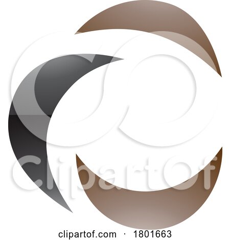 Black and Brown Glossy Crescent Shaped Letter C Icon by cidepix