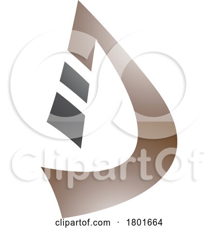 Black and Brown Glossy Curved Strip Shaped Letter D Icon by cidepix