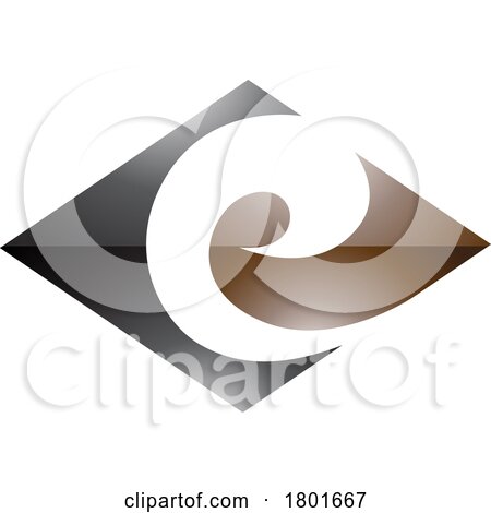 Black and Brown Glossy Horizontal Diamond Shaped Letter E Icon by cidepix